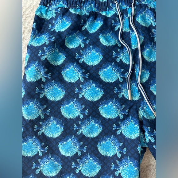 Peter Millar Men’s Seaside Collection Puffer Fish Lined Swim Trunks Blue (Sz M) - Picture 3 of 7